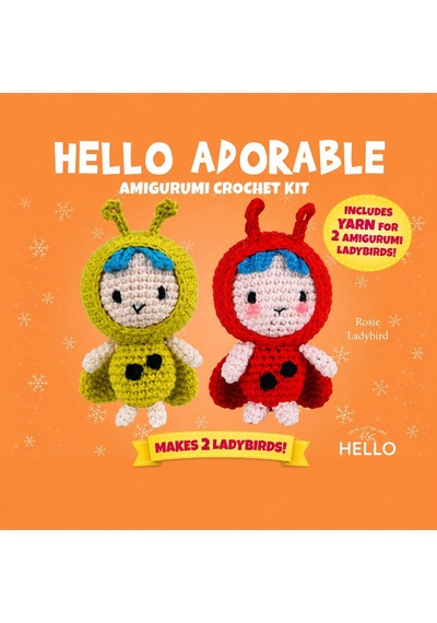Bakgelal Hello Adorable Uğur Böceği Amigurumi Yapım Kiti, 2'li Bff Crochet Seti
