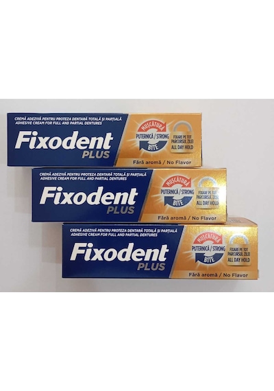 Fıxodent Plus 40 G Diş Protez Yapıştırıcı Krem 3'lü Paket