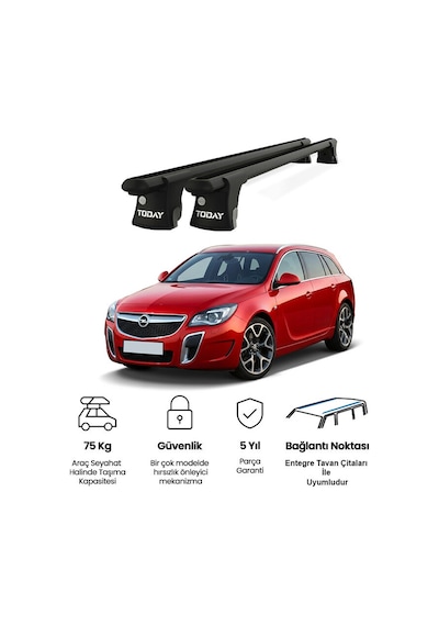 Trio-ıı Opel İnsignia Kombi 2013-2017 Uyumlu Siyah Kilitli Ara Atkı 120cm Port Bagaj Tavan Barı