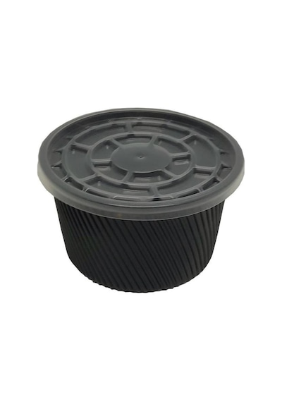 Plastik 16 Oz Çorba Siyah Kase+Şeffaf Kapak-25 Adet