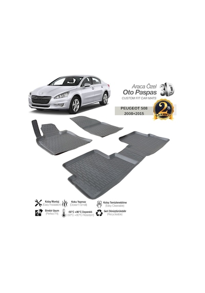 3d Paspas Siyah Peugeot 508 2008-2015