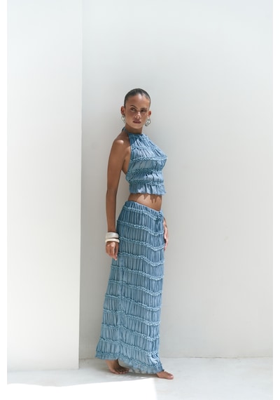 Mai Collection Mai Studios Co. Sofi Transparan Mavi Crop Etek Takım mavi