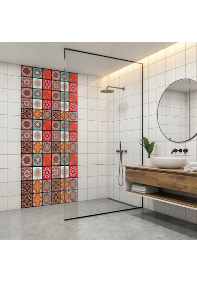 30x60 Cm Kendinden Yapışkanlı Duvar,banyo,tezgah Arası Kaplama Çok Renkli 9-1-30x60-6
