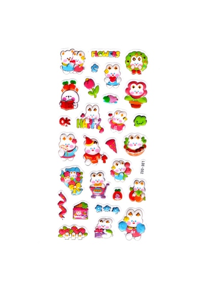 Sticker Kabartmalı Stiker Defter Planlayıcı Etiket Lde002 -19x9cm - Tavşan Çiçek Kawaii