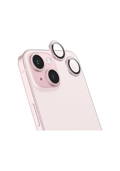 Hoco Crystal Clear iPhone Uyumlu 15-15 Plus Hd 3d Metal Çerçeveli Kamera Koruyucu Lens- 5775 Şeffaf