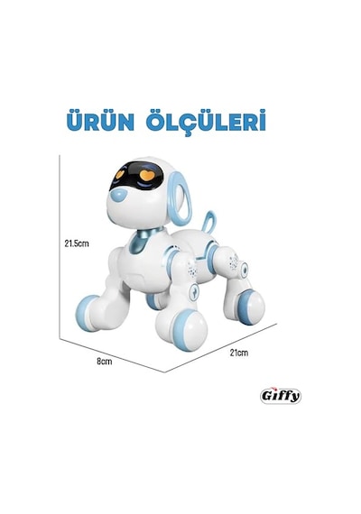 Giffy / 30 Fonksiyonlu Uzaktan Kumandalı Şarjlı Sesli Işıklı Dokunma Algılama Programlama Robot Köpek El Sensörlü Şarjlı Işıklı Müzikli Dansçı Robot Köpek Ve Kedi Köpek