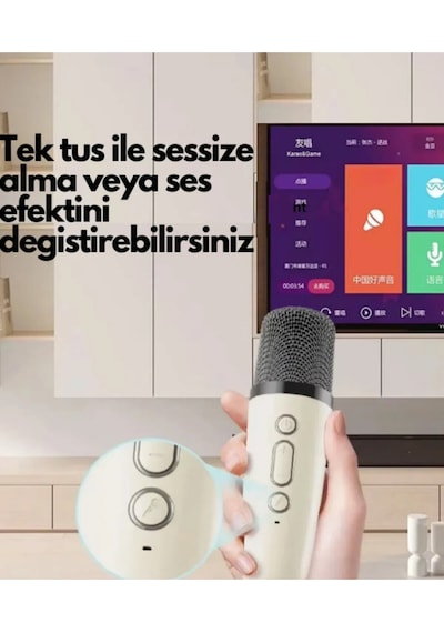 Bluetooth Hoparlör Parti Hoparlörü Karaoke Mikrofon li Işıklı Ses Bombası Usb Sd Girişli