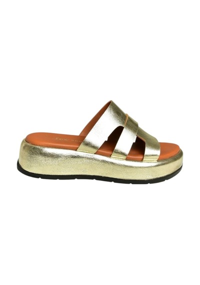 Fox Shoes U296444003 Altın Hakiki Deri Kadın Terlik Altın-hakiki Deri