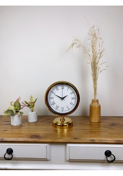 Gold Metal Retro Masa Saati 25 20 Cm Renkli