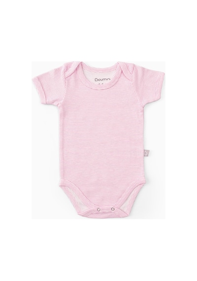 Boumini Bebek Çıtçıtlı Kısa Kollu Body Zarf Yaka Pembe Çizgili-pembe Pembe