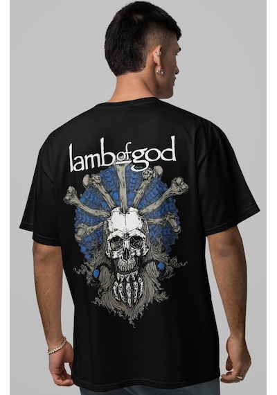 Lamb Of God Rock Metal Müzik Grubu Sırt Baskılı Unisex Oversize T Siyah