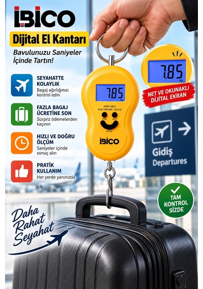 Ibıco Dijital El Kantarı Işıklı Ekranlı Hassas Tartım, Dara Fonksiyonlu, Otomatik Kapanma, Taşınab
