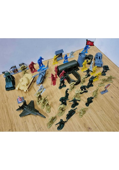Piyade Asker Oyuncak Savaş Set Tank 54 Parça Komando Uçak Kale Bayrak Kovalı
