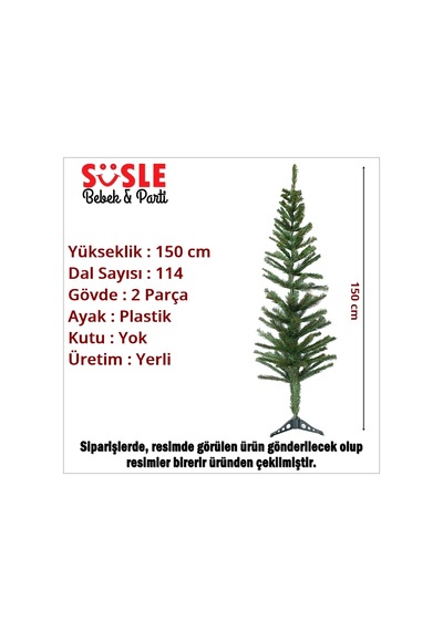 150 Cm Yılbaşı Çam Ağacı - 114 Dallı Ve Plastik Ayaklı