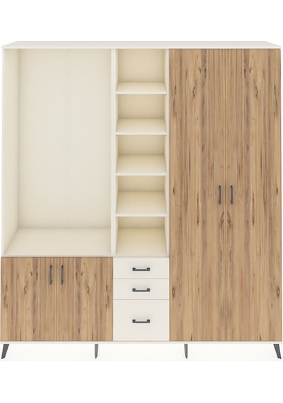 Hyperion Dolap 13 Raflı 3 Çekmeceli 4 Kapaklı 220x44x243 Aytaşı-çam/aytaşı Çok Renkli