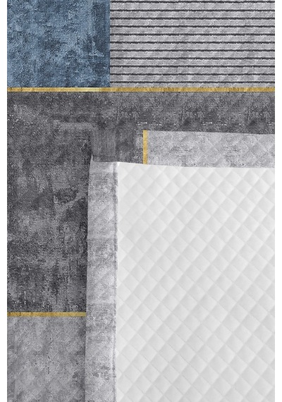 Mavi Gri Geometrik Genç Odası Tek Kişilik Pike Takımı-modern Çizgili 160x220cm Kapitone Yatak Örtüsü Masalsı Patika Tadı