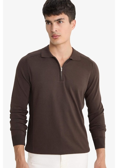 Defacto Standart Fit Polo Yaka Yarım Fermuarlı Premium Triko Kazak D0621AX24AU Kahve Defacto Standart Fit Polo Yaka Yarım Fermuarlı Premium Triko Kazak D0621AX24AU Kahve