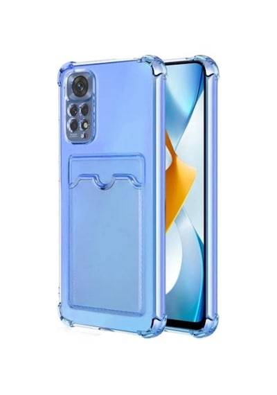 Xiaomi Redmi Note 12 Pro 4g Kılıf Kartlıklı Darbe Korumalı Silikon Ekran Koruyucu Mavi