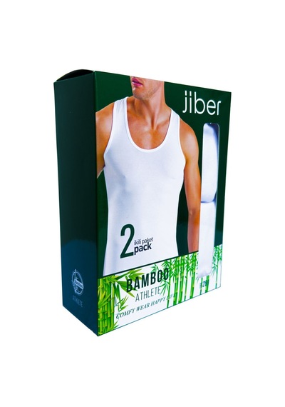Jiber Bambu Kumaş 2'li Atlet - 281 - %68 Bambu %28 Pamuk %4 Elestan Beyaz