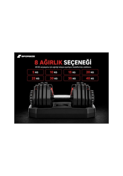 24 Kg Ayarlanabilir Tekli Dambıl 8 Kademeli Standlı Ev Tipi Fitness Ağırlığı