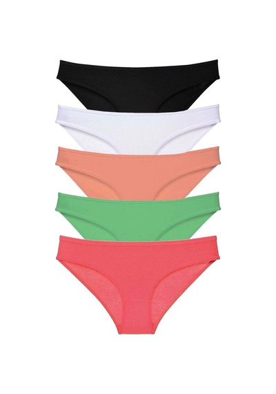 5 Adet Süper Eko Set Likralı Kadın Slip Külot 517 Çok Renkli