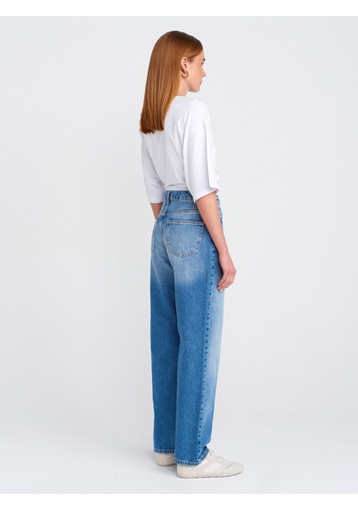 Dilvin 71781 Küçük Yırtıklı Denim Mom Mavi