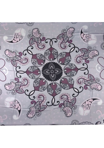 Mim Eşarp Mısırlı Eşarpları Mısırlı Eşarp Alize Krep Etnik Desenli Eşarp 140x140 Cm Gri - Füme