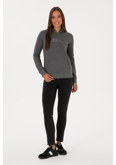 U.S. Polo Assn. Kadın Antrasit Melanj Kapüşonlu Basic Sweatshirt 50307711-VR081