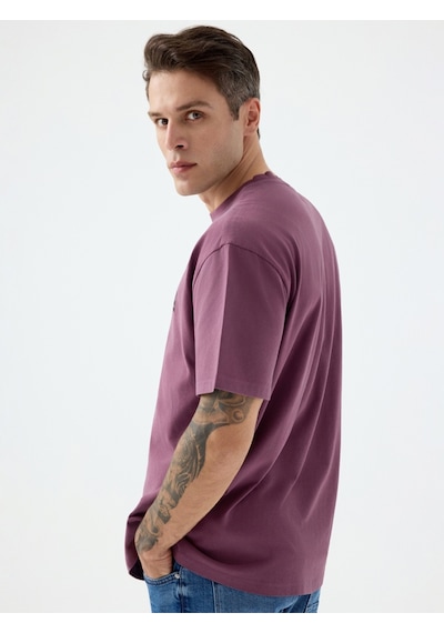 Loose Fit Erkek Tshirt K.kol Burgundy