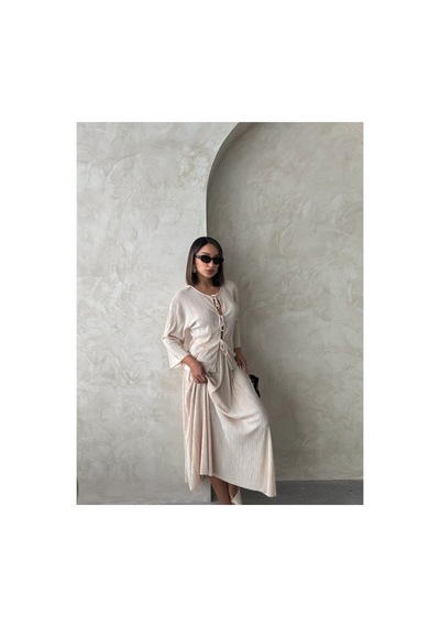 Verymoda Önden Bağlamalı Plise Gömlek - F1739 Taş
