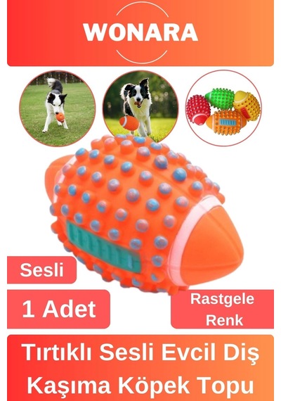 Dayanıklı Etkili Tırtıklı Evcil Hayvan Aksesuarı Sesli Köpek Topu Diş Kaşıma Temizleme Oyuncağı