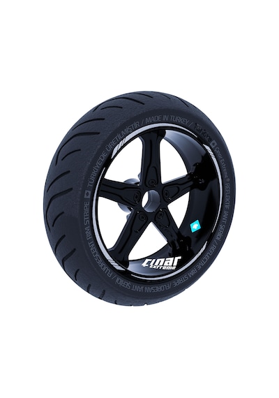 Yaldızlı Gümüş 4 Parçalı Keskin Jant Şeridi Sticker Çınar Extreme
