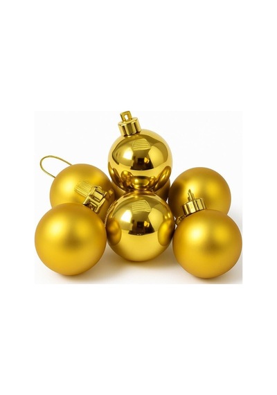Beysüs Yılbaşı Çam Ağacı Süsü Cici Top 4 Cm 6 Lı Gold Diğer