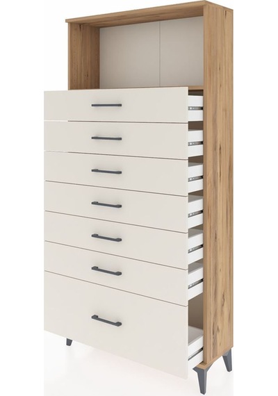 Arges Dolap Tek Raflı 7 Çekmeceli 88x30x182 Çam-aytaşı Atlas Çam