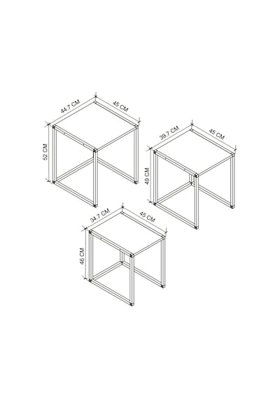 Bofigo 3'lü Metal Zigon Sehpa Zigon Sehpa Orta Sehpa Yan Sehpa Beyaz