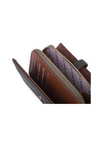 Nas Bag Kadın Orta Boy Kartlık Kağıt Para Ve Bozuk Para Tasarımına Sahip Haki Taba Dona 16x9 Cm