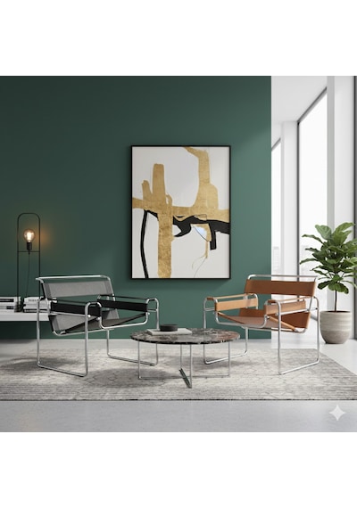 Wassily Chair Modern Tasarım Metal İskelet Deri Oturum İkonik Berjer Koltuk Çok Renkli