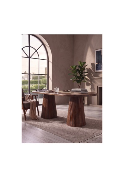 Aura Bohem Çift Renk Mebran Mdf 90x180 Masa Barok/traverten Barok/traverten