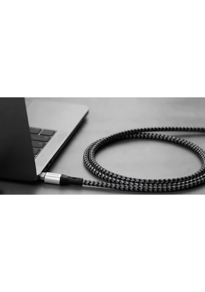 Type C-lightning Uyumlu Örgülü Kablo, 27watt Pd Hızlı Şarj, Wahoo 1ad X 1metre Grisiyah