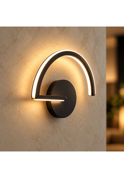 Oliva Şarjlı Modern Led Duvar Apliği Günışığı Taşınabilir Usb Siyah