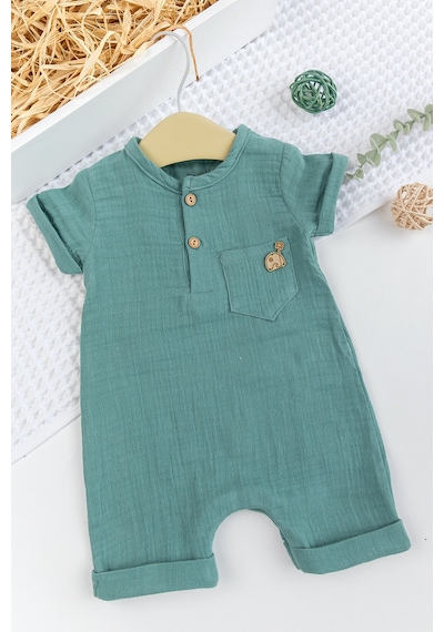 Babymod Erkek Bebek Müslin %100 Pamuk Şortlu Yazlık Tulum Yeşil