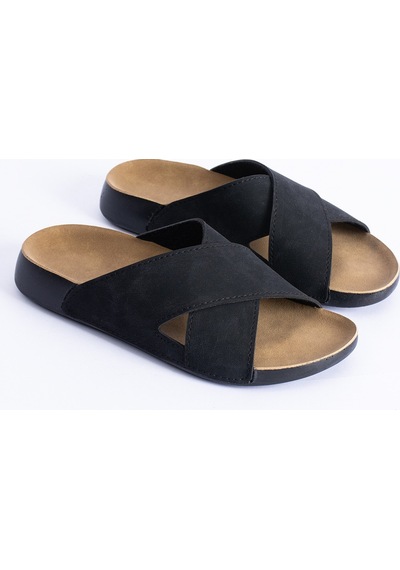 Polomia Comfort Isabella Kadın Çapraz Anatomik Esnek Comfort Yumuşak Hafif Basic Rahat Taban Günlük Sandalet Terlik Siyah