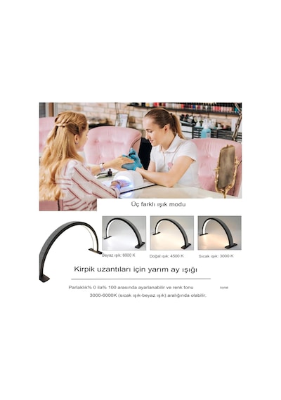 Taşlı Profesyonel Yarım Ay Ring Light Stand Led Işık Tırnak Kirpik Işık Led Manikür Işık Led