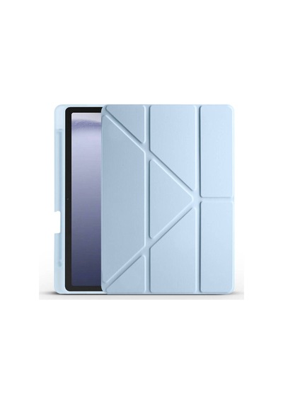 Galaxy Uyumlu  Tab A9 Kılıf Zore Tri Folding Kalem Bölmeli Standlı Kılıf-mavi Kapaklı Kılıf