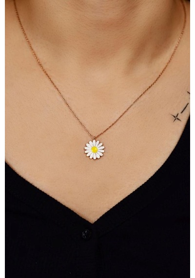 Roza Silver Mineli Rose Papatya Gümüş Kolye