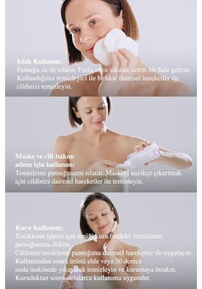Reusable 100% Organic Cleansing Pads 3 Pieces İn 1 Makyaj Temizleme Pamuğu Acı Kahverengi