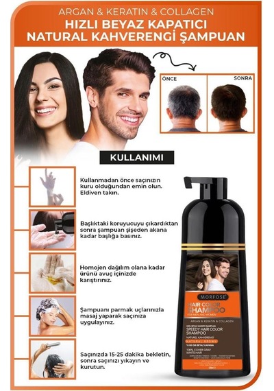 Morfose Naturel Kahverengi Şampuan Argan Keratin Kolajen Büyük Boy 420 ML