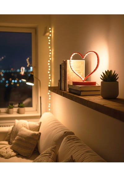 Sincara Home Kalp Led Hediye Sevgililer Günü Özel Kırmızı Kalp