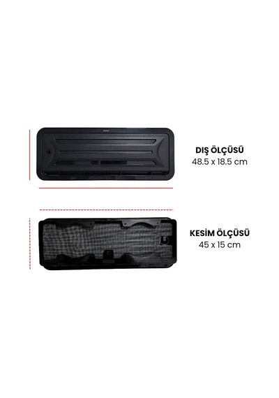 Shuıvan Buzdolabı Havalandırma Menfezi 12v Fanlı Kış Kapaklı 48x18,5cm - Siyah - 12v-2017