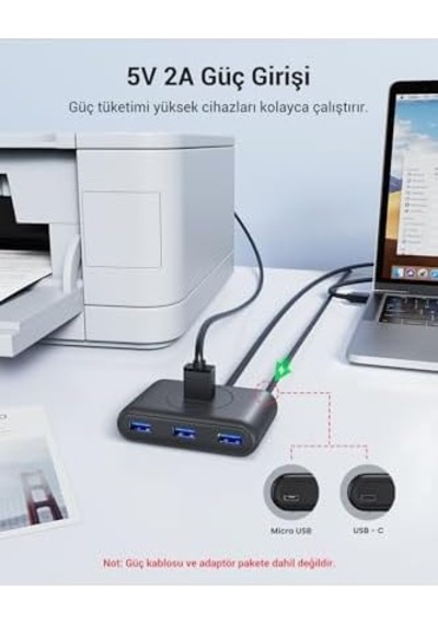 Usb 3.0 4 Portlu Hub Çoklayıcı Siyah 50 Cm 01